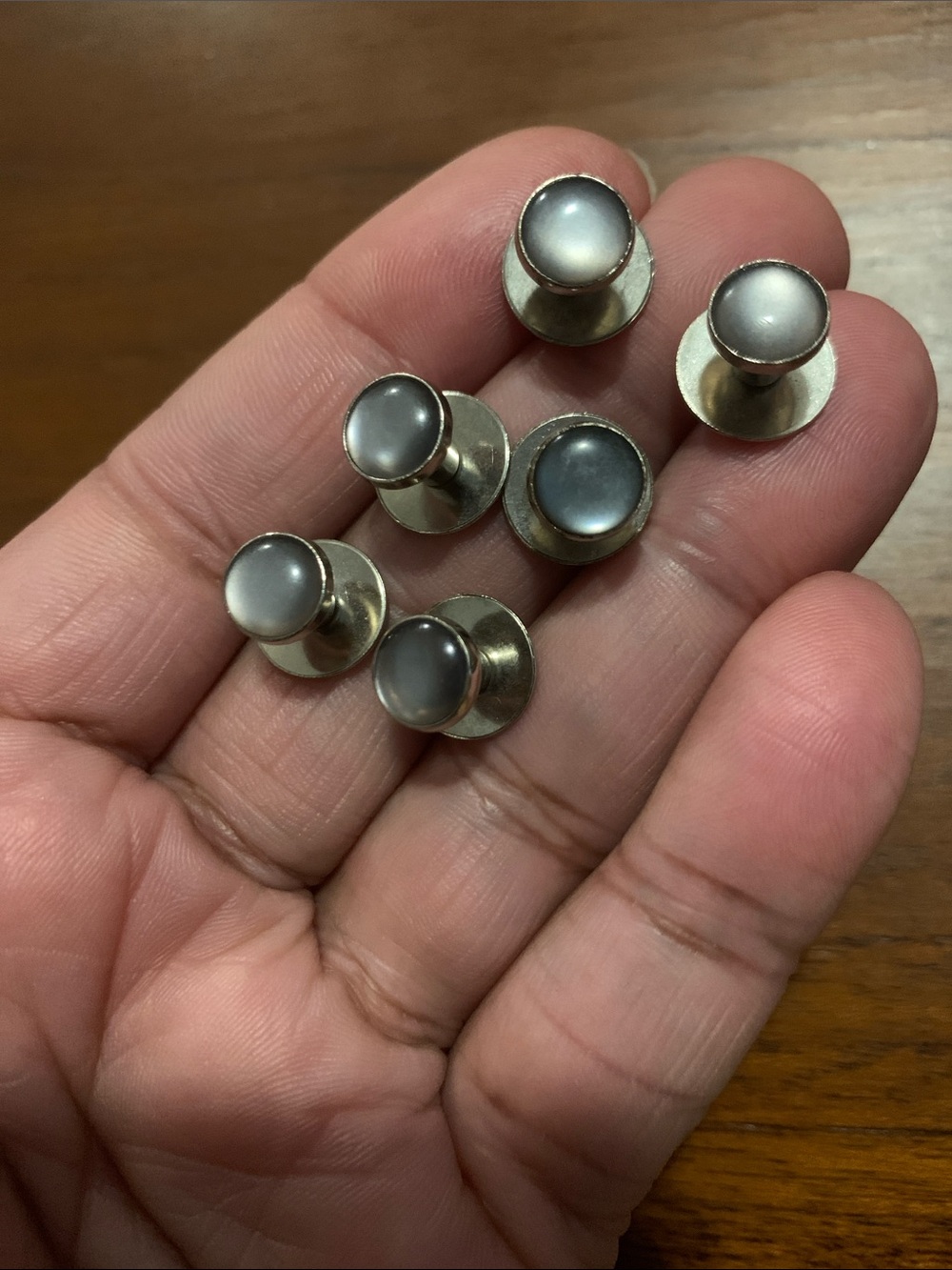 Vintage Set Gray/Silver Metal Shirt Studs
